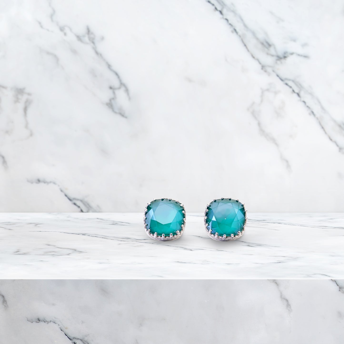 Verdant Crown Studs - Royal Green Swarovski Crystal